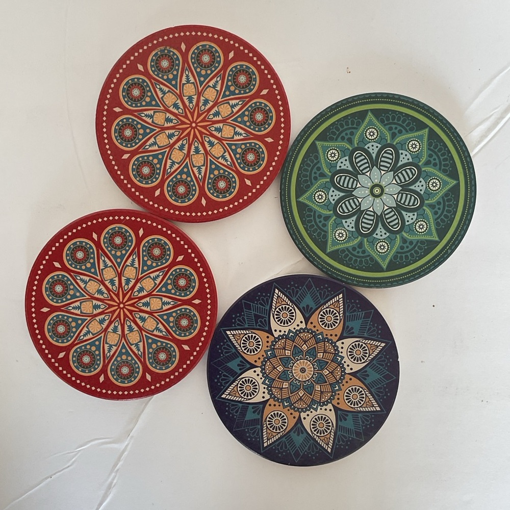 Bohemian Ceramic Coasters Set of 4